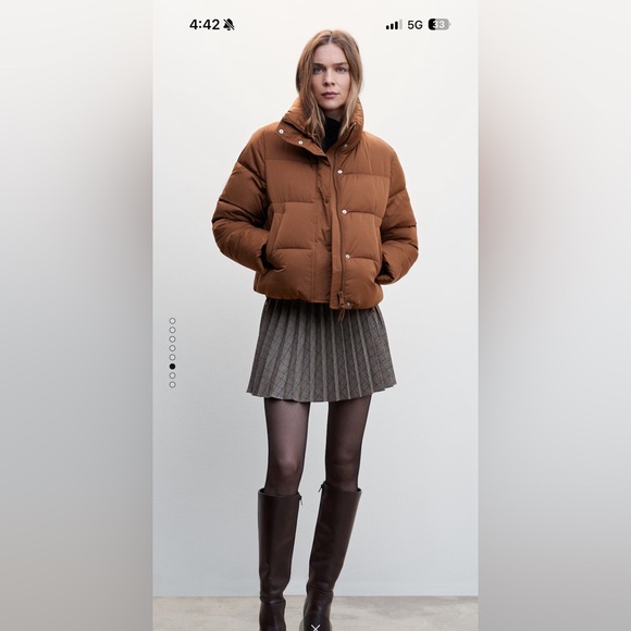 Mango Adjustable padded anorak. Puffer Jacket Brown - Picture 3 of 12